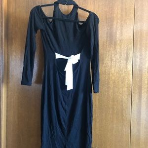 Halter cold shoulder backless midi dress